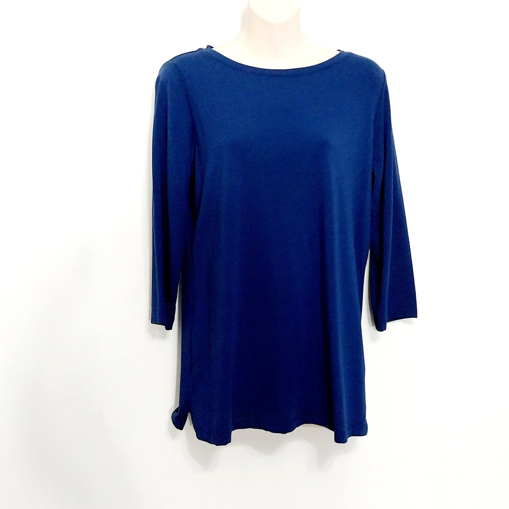 🔵BOGO FREE🔵 Belle Kim Gravel Tunic Top Navy Blue Sz XS